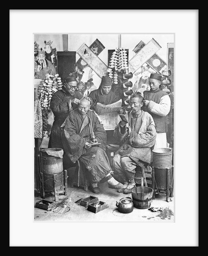 Chinese Men Getting Hair Cut by Anonymous