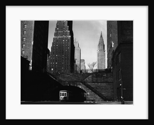 Trolley Car Beneath a Bridge by Anonymous