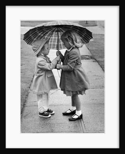 Girls Sharing an Umbrella by Anonymous