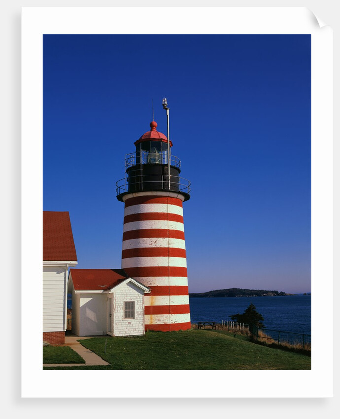 Red and White Striped Lighthouse by Anonymous