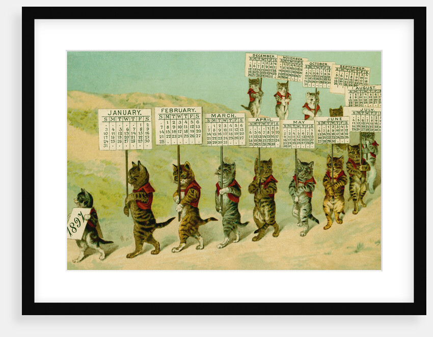 1897 Calendar with Parading Cats by Anonymous