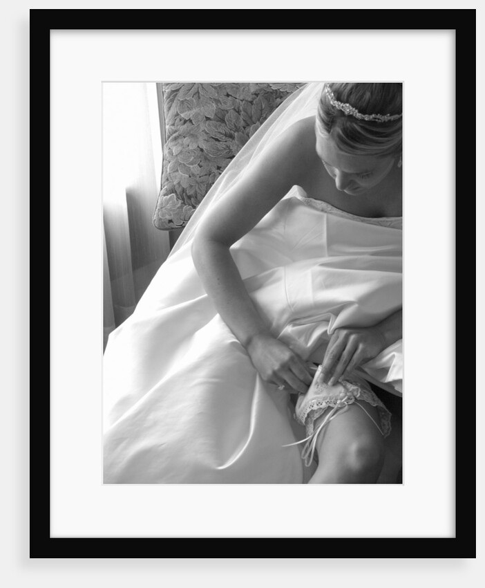 Bride Pulling Up Garter by Anonymous