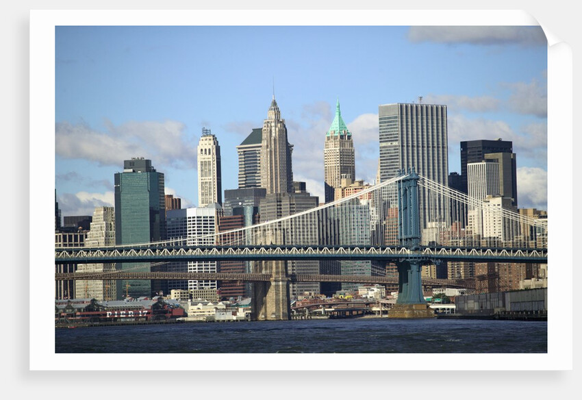 Skyline of New York City with East River, Manhattan and Brooklyn Bridge by Anonymous