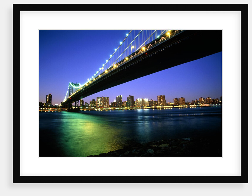 Manhattan Bridge and Skyline at Dusk by Anonymous
