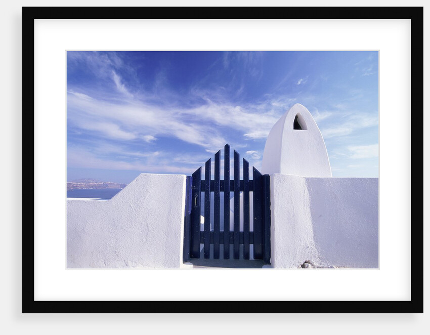 Blue gate and white wall, Oia, Santorin, Cyclades, Greece by Anonymous