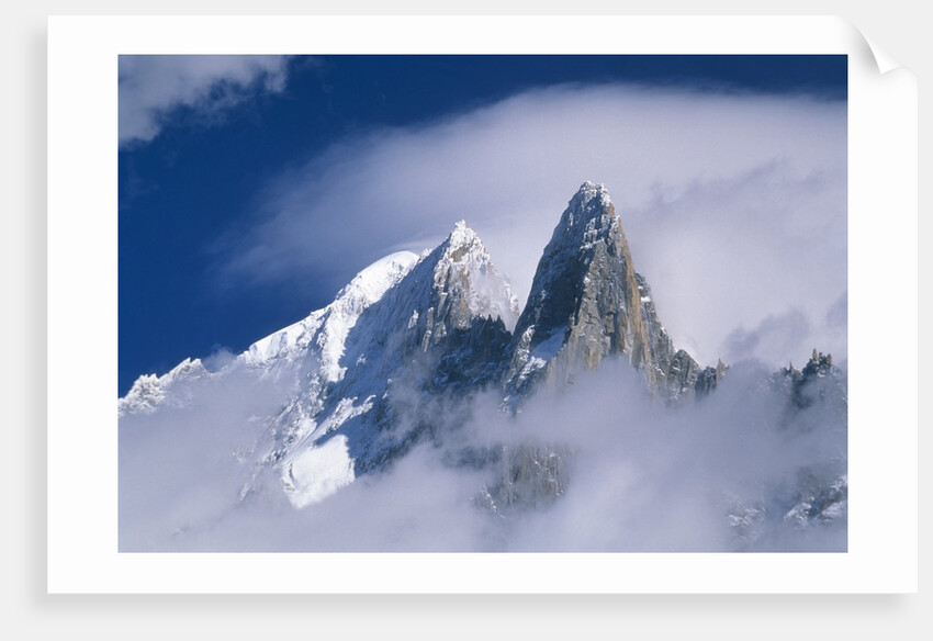 France, Alps, Mont Blanc Massif, Aiguille Verte, peak in clouds by Anonymous