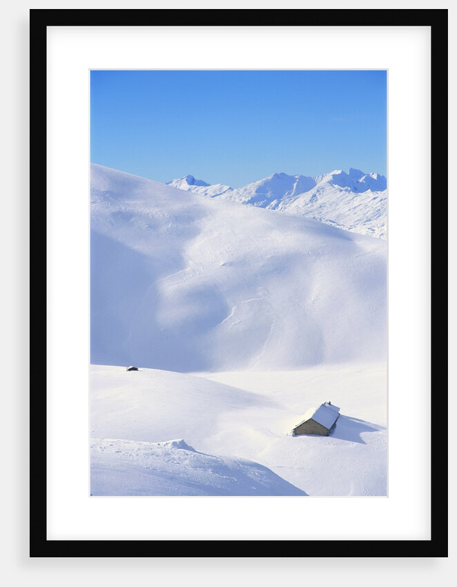 Hut in mountains, winter, Lenzerheide, Graubunden Canton, Switzerland by Anonymous