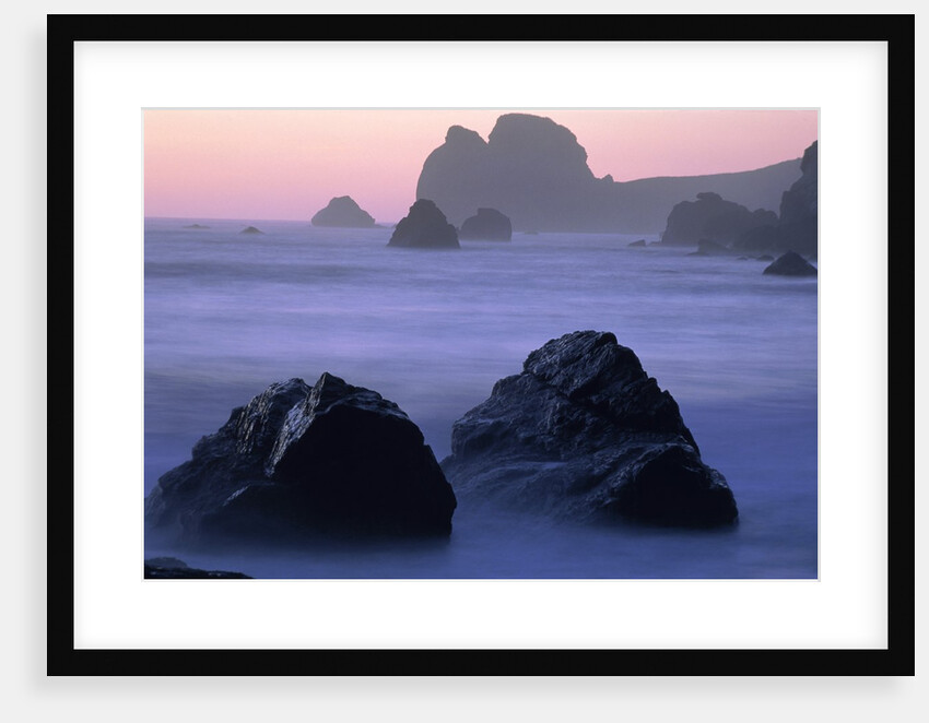 USA, California, Redwood National Park, Rocky shore with surf, dusk by Anonymous