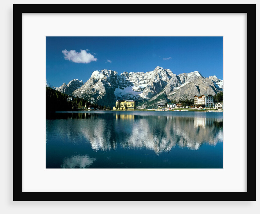 View of town, Lake Misurina, Alps, Italy by Anonymous