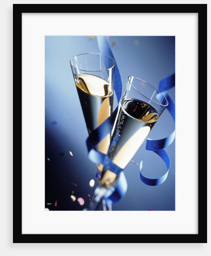 Two champagne glasses and ribbons by Anonymous