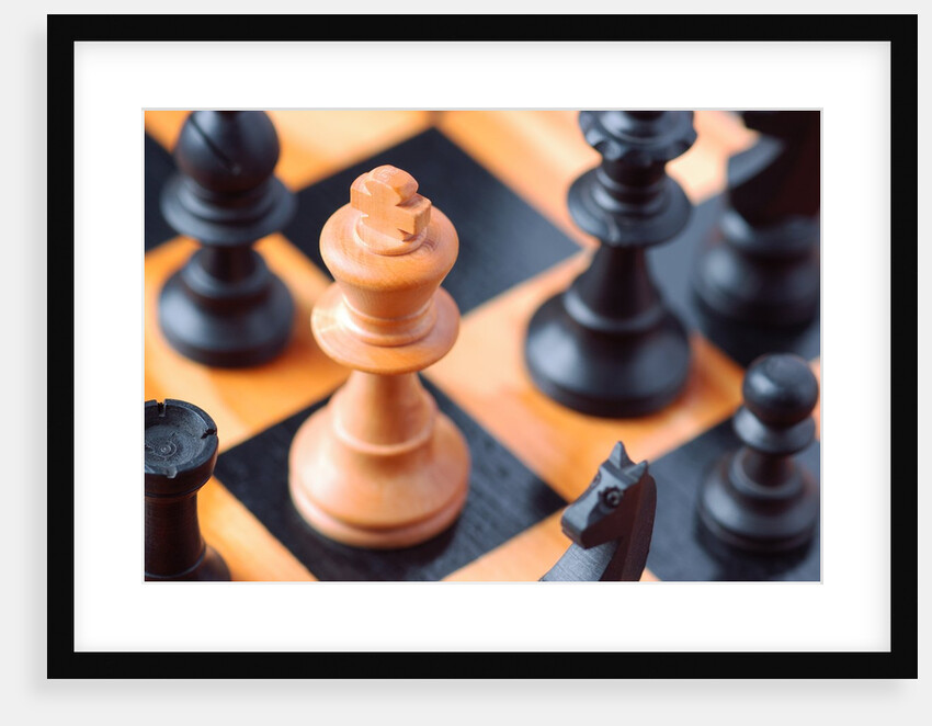 Chess pieces on chessboard by Anonymous