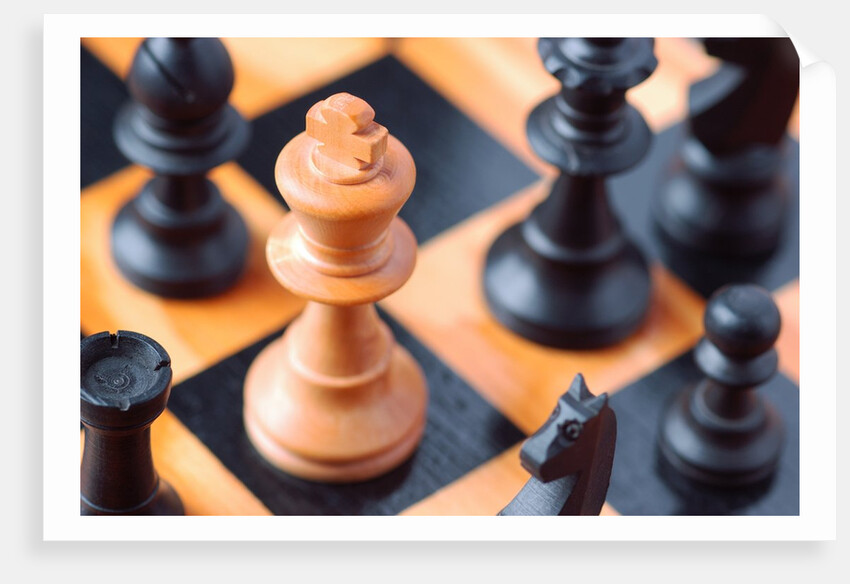 Chess pieces on chessboard by Anonymous