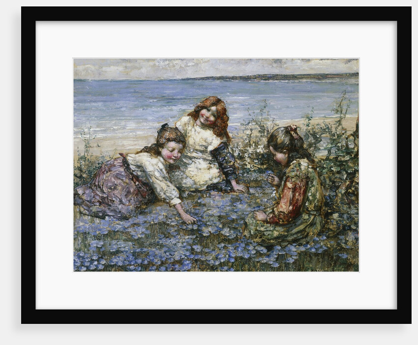 Young Girls in a Field of Cornflowers by Edward Atkinson Hornel