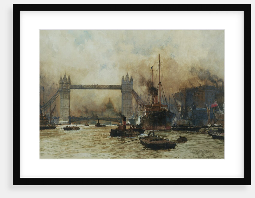 Shipping by Tower Bridge, London, England by Charles Dixon
