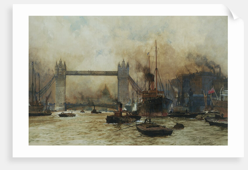 Shipping by Tower Bridge, London, England by Charles Dixon