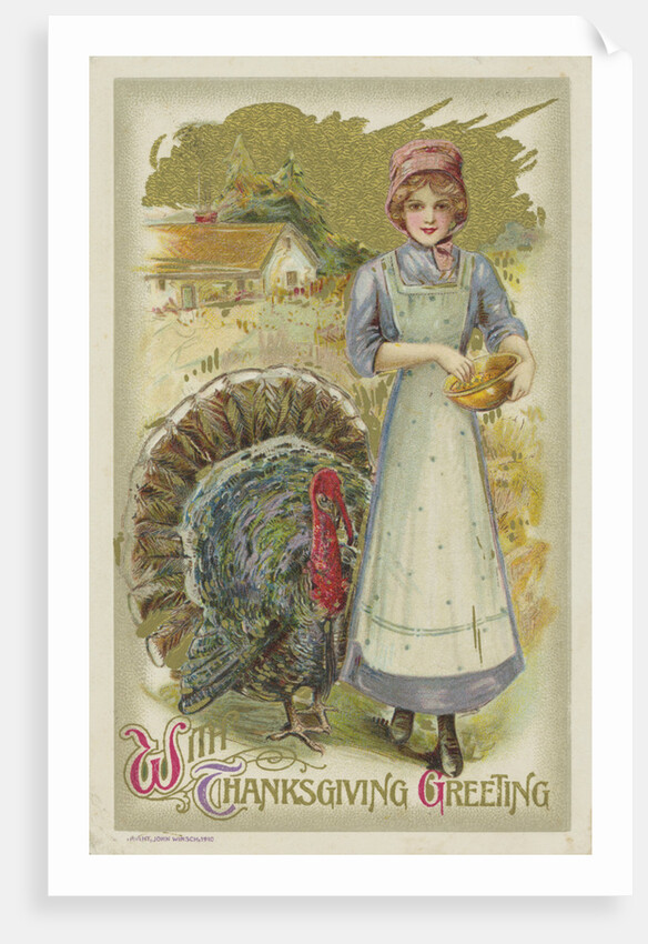 With Thanksgiving Greeting Postcard by Anonymous
