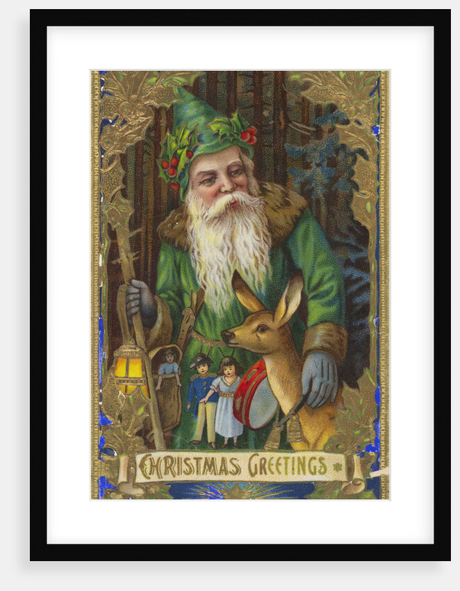 Christmas Greetings Postcard with Father Christmas by Anonymous