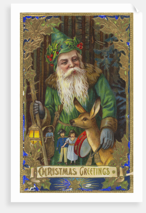 Christmas Greetings Postcard with Father Christmas by Anonymous