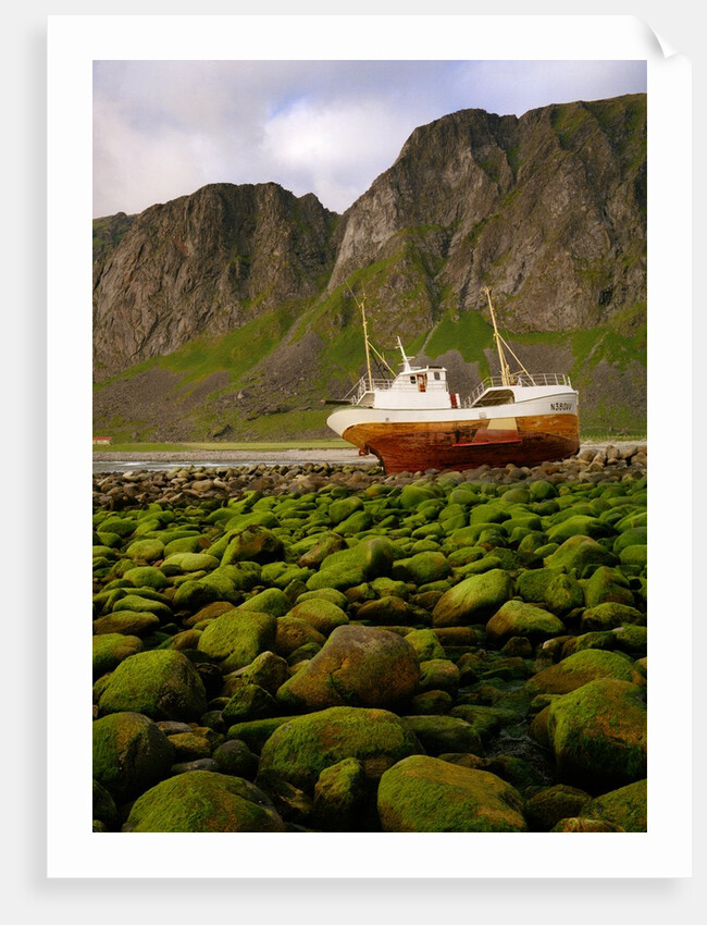 Norway/Lofoten: stranded trawler near Unstad by Anonymous