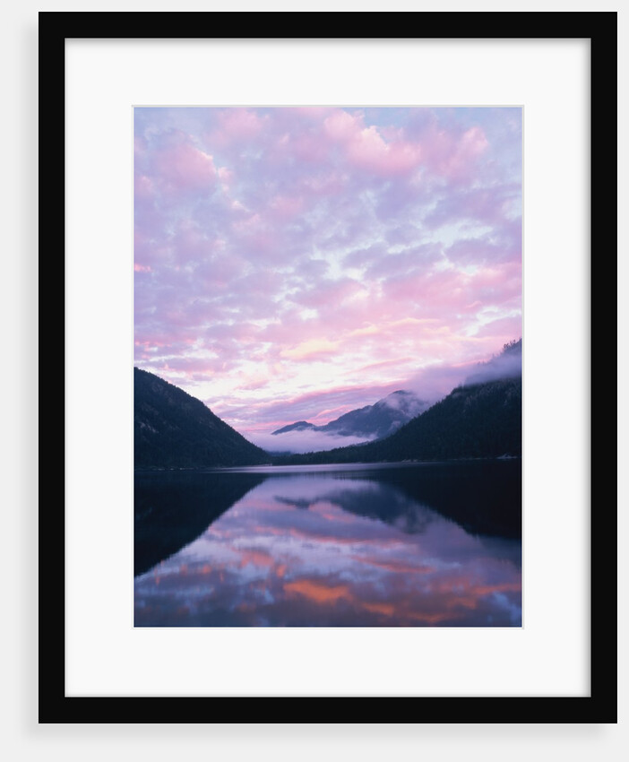 Lake and misty mountains at sunset, Allgau, Germany by Anonymous