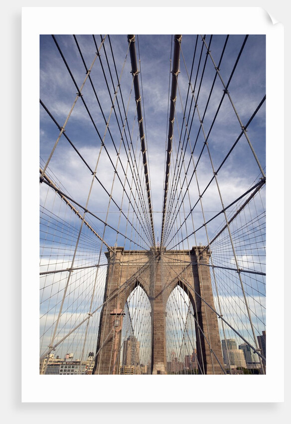 Low angle view of suspension cables, Brooklyn Bridge, New York City, New York, USA by Anonymous