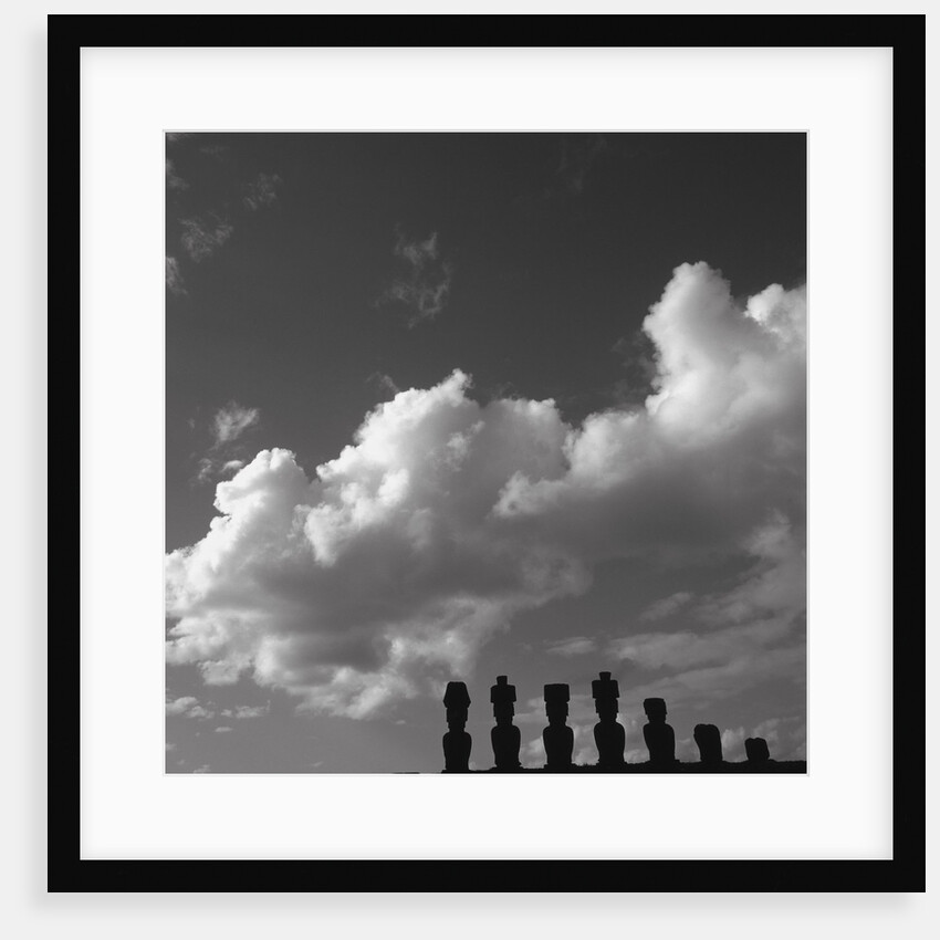 Distant view of Moai statues, Easter Island, Chile by Anonymous