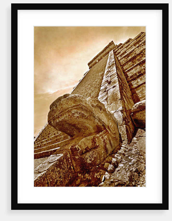 Serpent Head and Long Stairway on Pyramid of Kukulcan by Anonymous