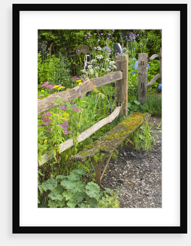 Flower Garden with Old Wood Fence by Anonymous