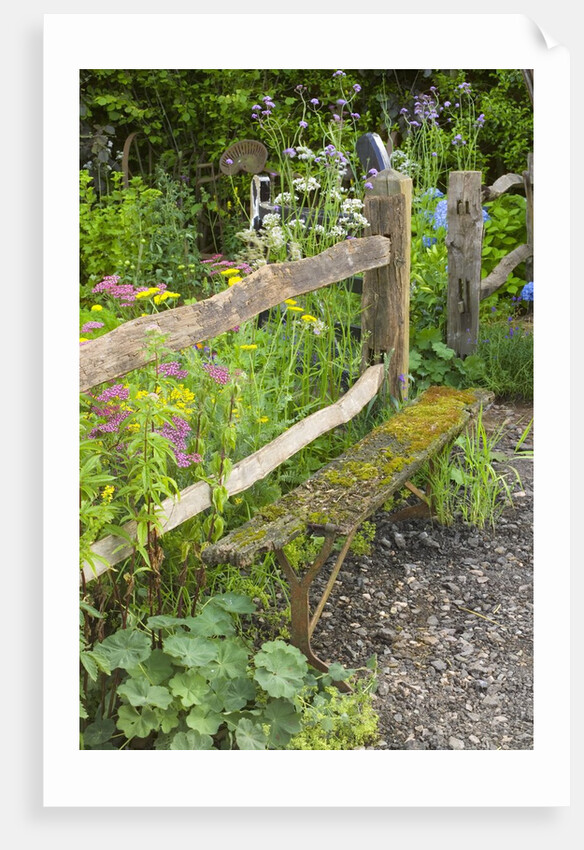 Flower Garden with Old Wood Fence by Anonymous
