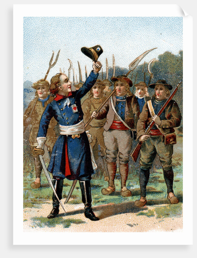 Trade Card of Henri de la Rochejaquelein Leading a Revolt by Anonymous