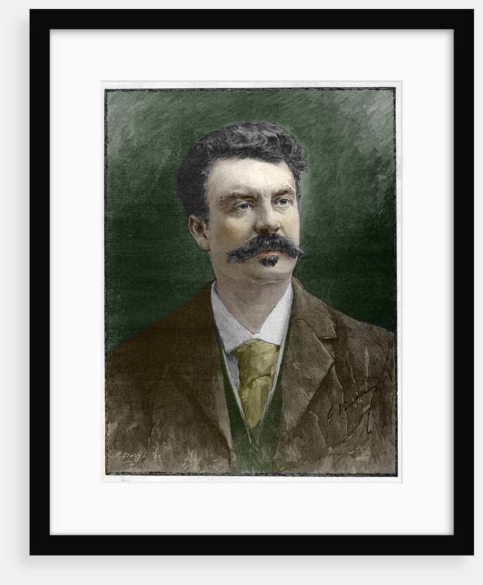 Engraved Portrait of Guy de Maupassant by Anonymous