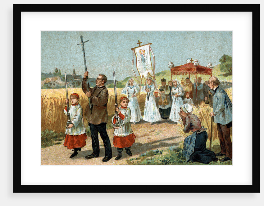 Trade Card of a Religious Procession in Berry, France by Anonymous