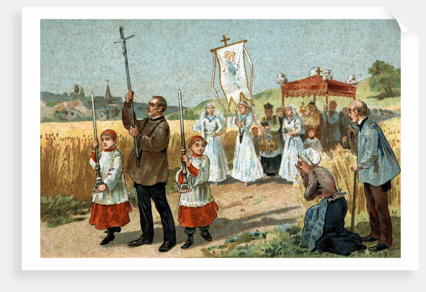Trade Card of a Religious Procession in Berry, France by Anonymous