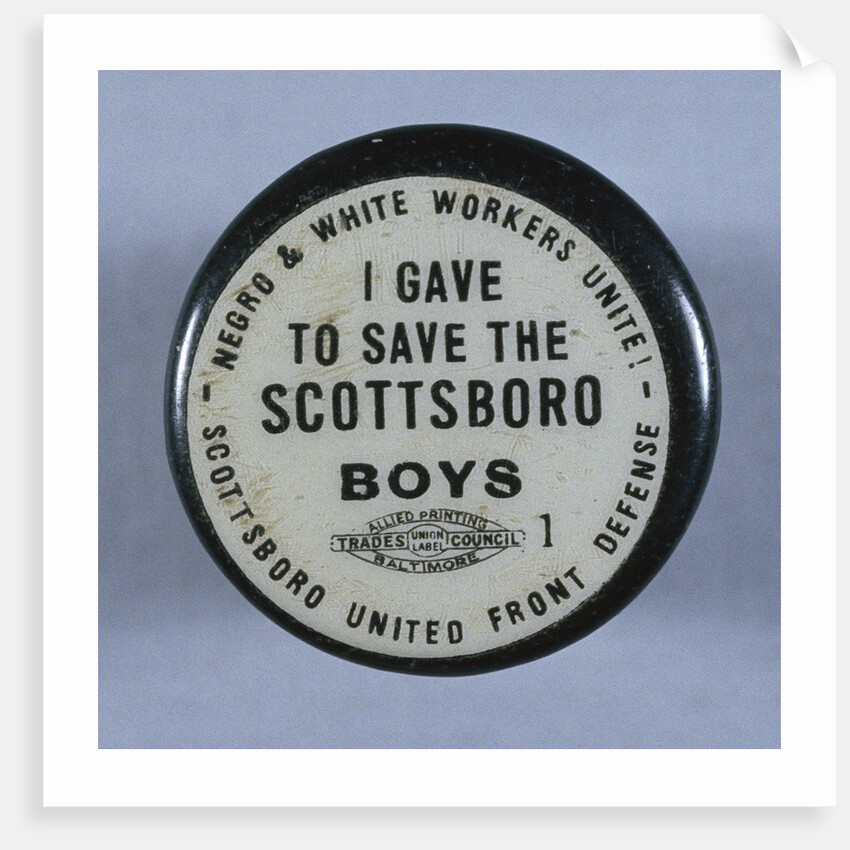 Scottsboro Boys Defense Fund Pin by Anonymous