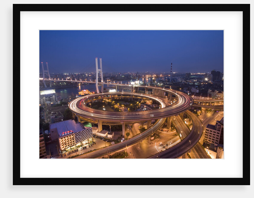 Nanpu Bridge and Highway Overpasses at Night by Anonymous