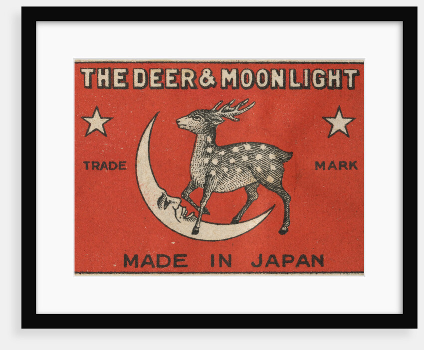 The Deer and Moonlight Matchbox Label by Anonymous