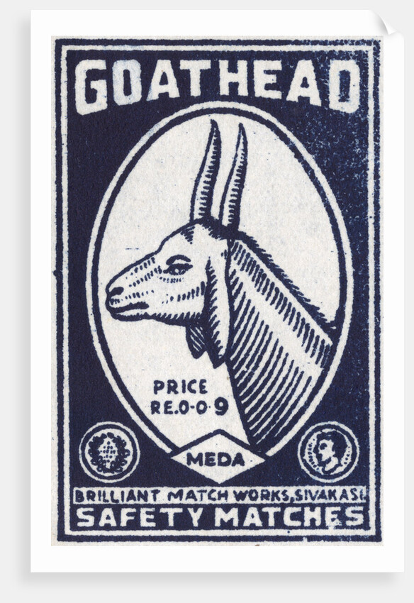 Goat Head Indian Matchbox Label by Anonymous
