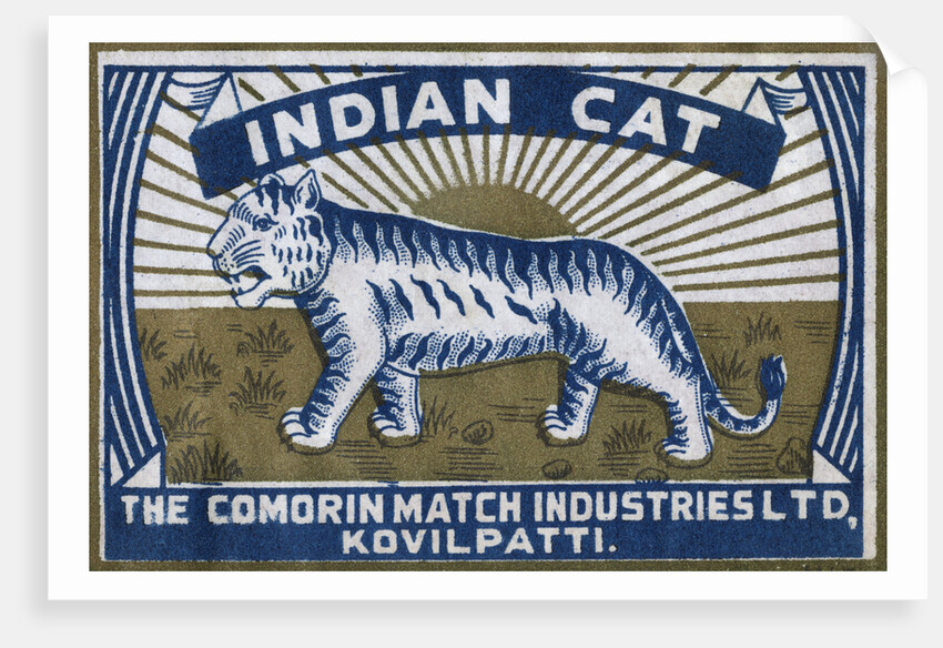 Indian Cat Indian Matchbox Label by Anonymous