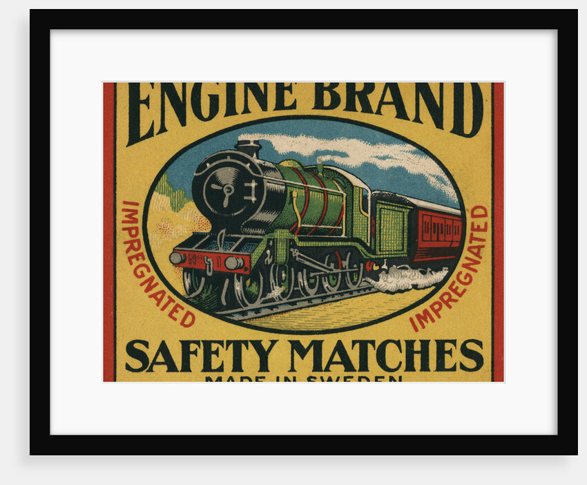 Engine Brand Swedish Matchbox Label by Anonymous