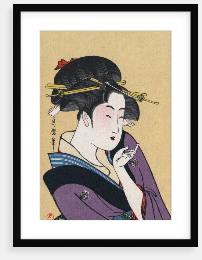 Japanese Matchbox Label with a Beckoning Woman by Anonymous