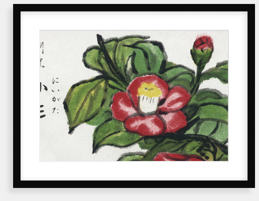 Japanese Matchbox Label with Pink Flower by Anonymous
