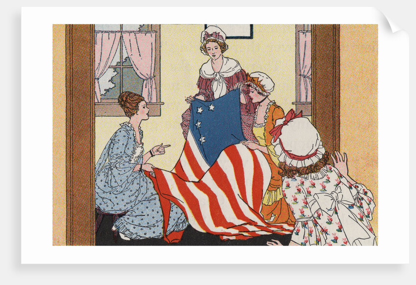 Illustration of Betsy Ross Making the First American Flag by Anonymous