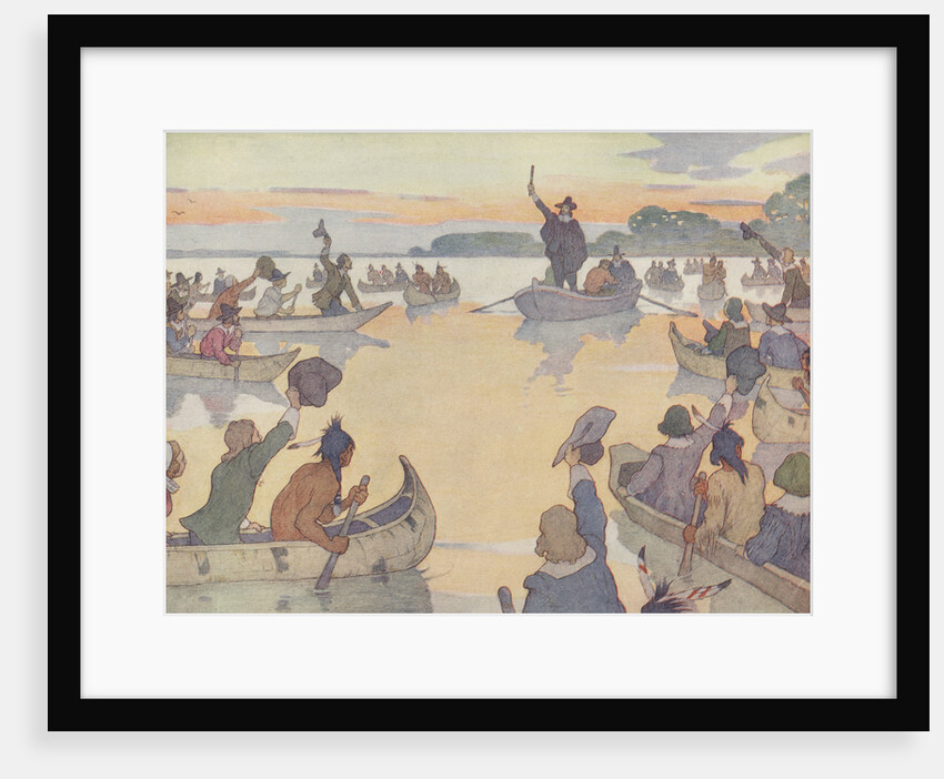 Book Illustration of Roger Williams at Narragansett Bay by E. Boyd Smith