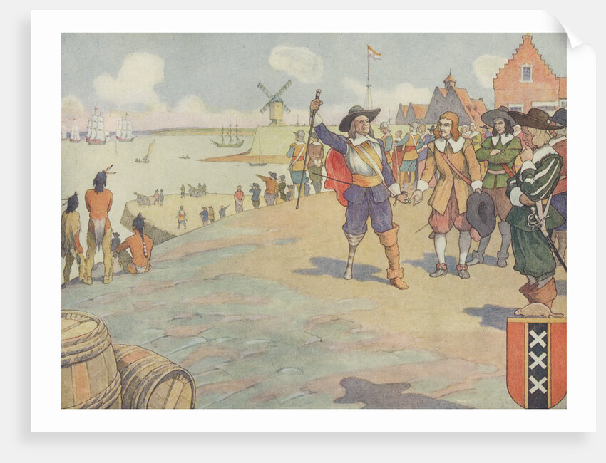 Book Illustration of Dutch Settlers Arriving in New York by E. Boyd Smith
