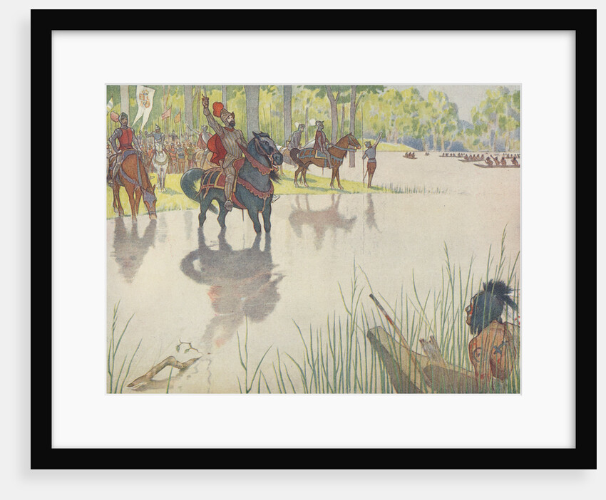 Book Illustration of Hernando de Soto at the Mississippi River by E. Boyd Smith