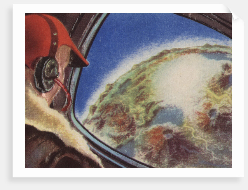 Biekens Pictorial Sticker with a Pilot Looking at Earth from a Space Ship by Anonymous