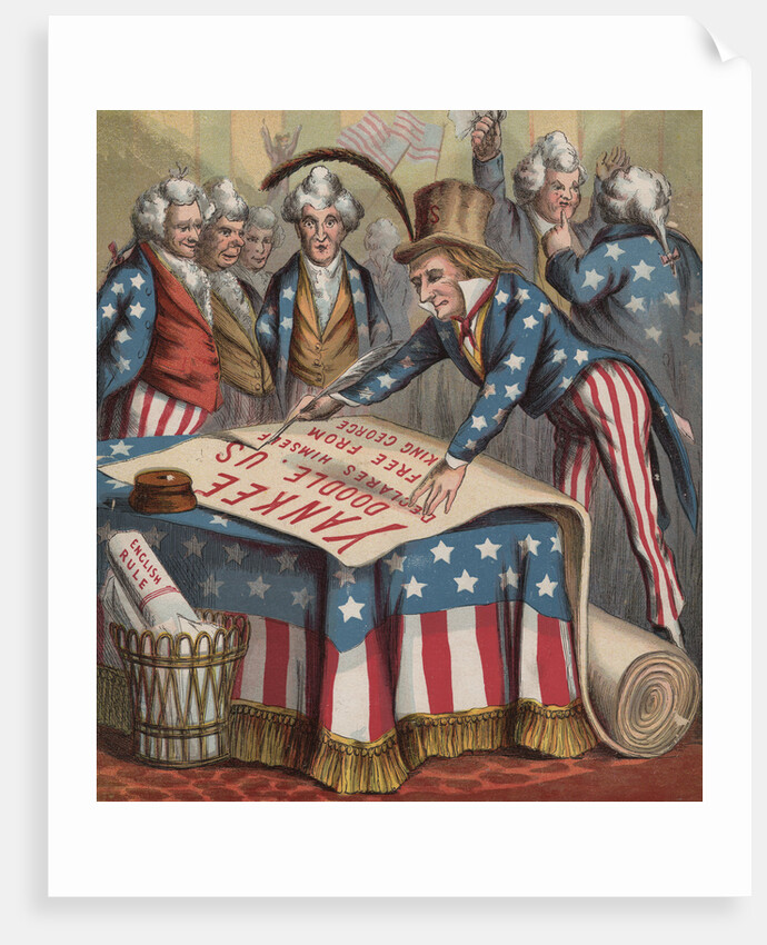 19th-Century Illustration of Uncle Sam Signing a Declaration of Independence by Anonymous