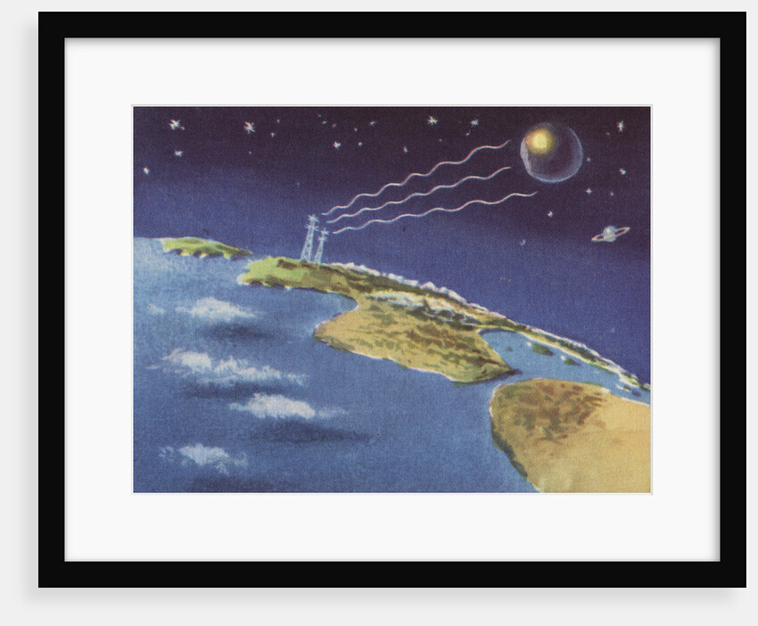 Biekens Pictorial Sticker with Beams Sent from Earth to Another Planet by Anonymous