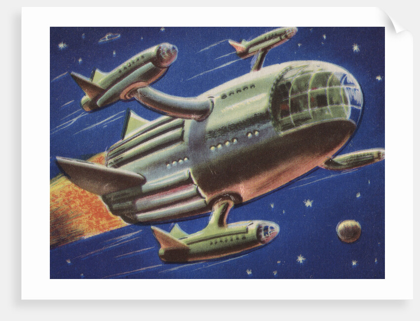 Biekens Pictorial Sticker with a Flying Space Ship by Anonymous