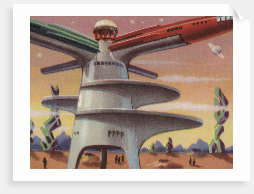 Biekens Pictorial Sticker with Rocket Launching Tower by Anonymous